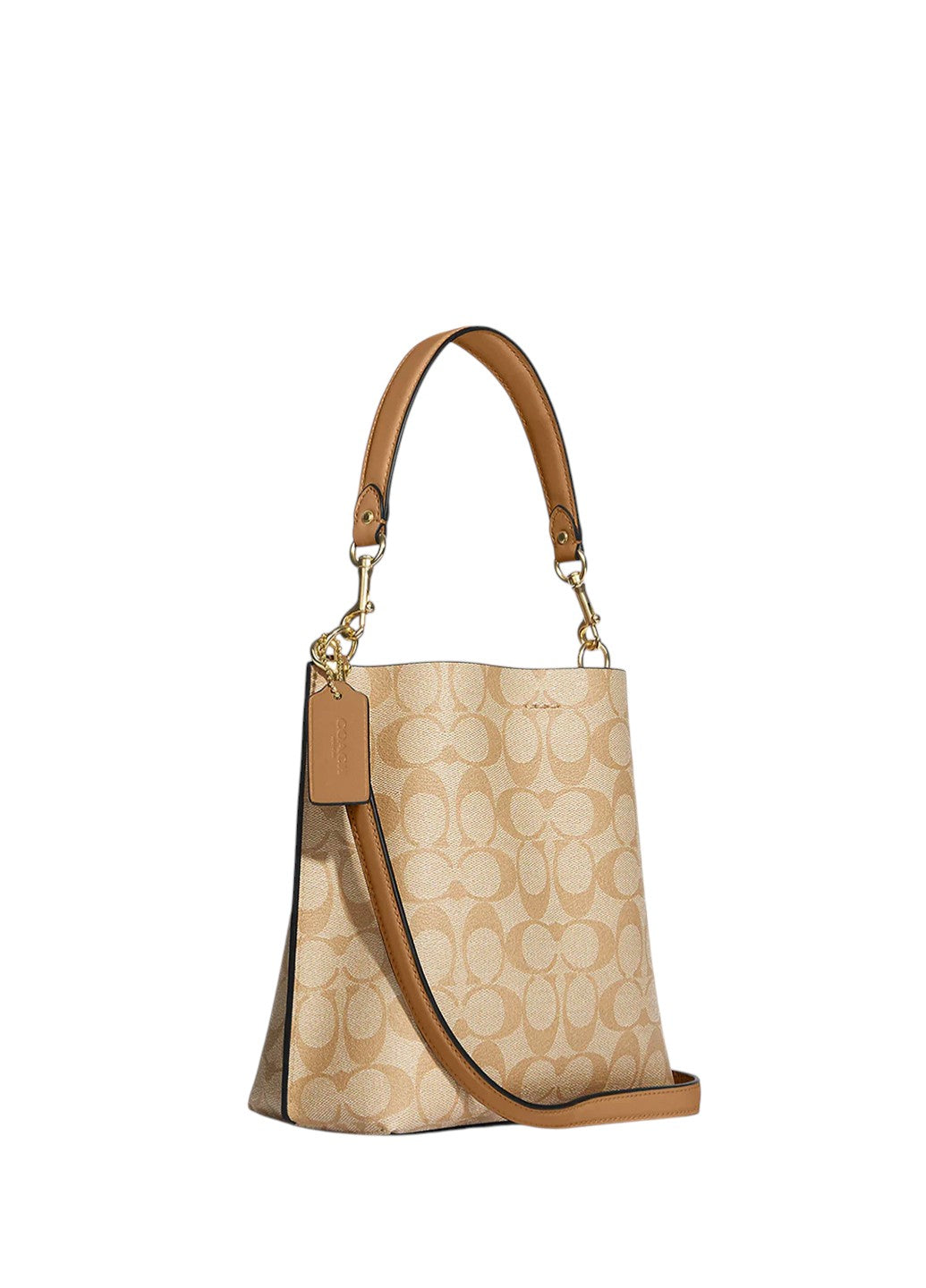 Coach Mollie Bucket Bag 22 In Signature Canvas Light Khaki/Saddle