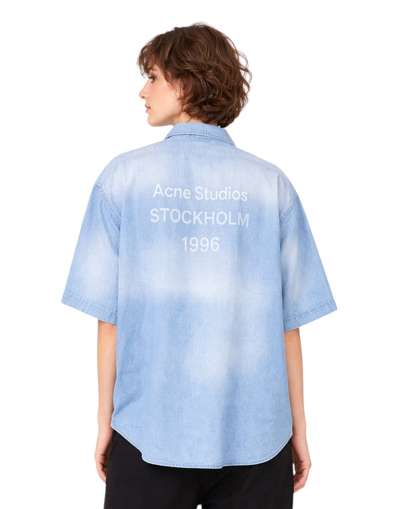 Acne Studios Button-up Shirt Logo Stamp Blue