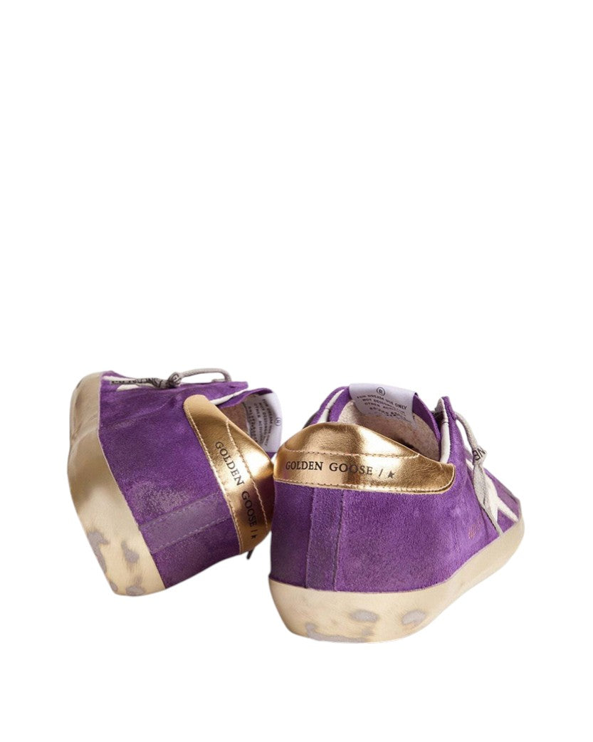 Golden Goose Super-Star in Purple Suede with Silver Star and Gold Heel Tab