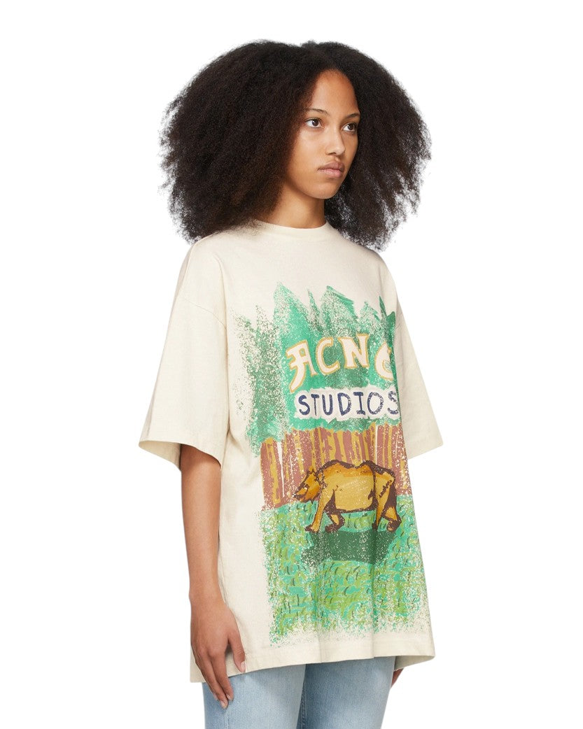 Acne Studios Grant Levy Lucero Edition Oversized Graphic Tee Beige