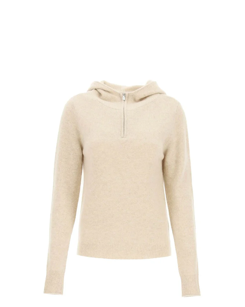 Toteme Half Zip Fine Knit Sweater Cream
