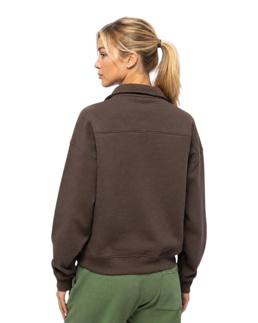Sporty & Rich SR Athletics Quarter Zip Sweatshirt Chocolate