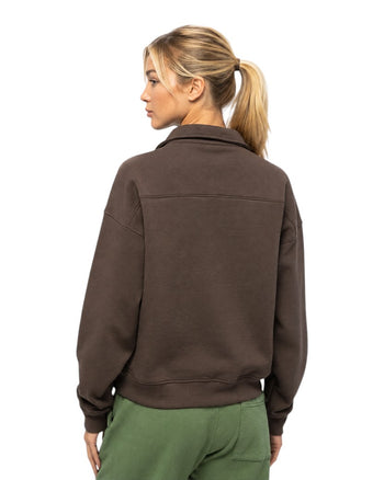 Sporty & Rich SR Athletics Quarter Zip Sweatshirt Chocolate