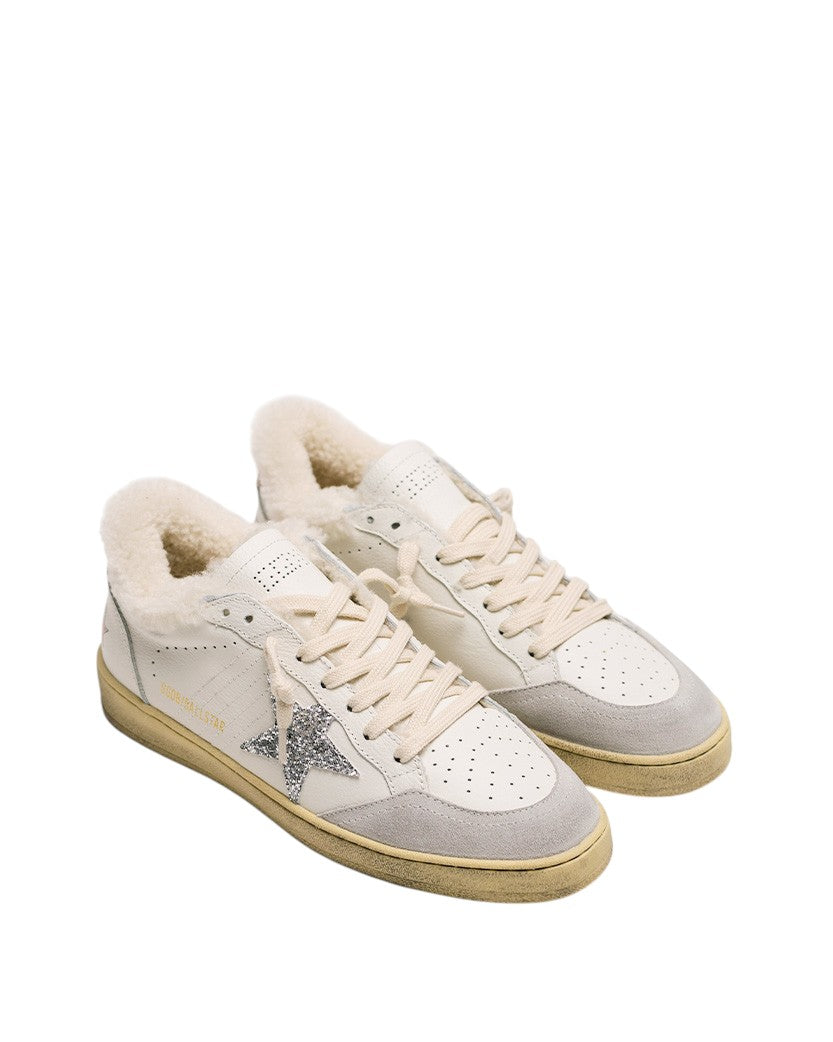 Golden Goose Ball Star in Wool with Glitter Star and Pink Suede Heel Tab