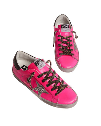 Golden Goose Fuchsia Superstar Sneakers With Glitter Star
