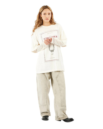 Acne Studios Layered Stockholm Paris Print T-Shirt Off White