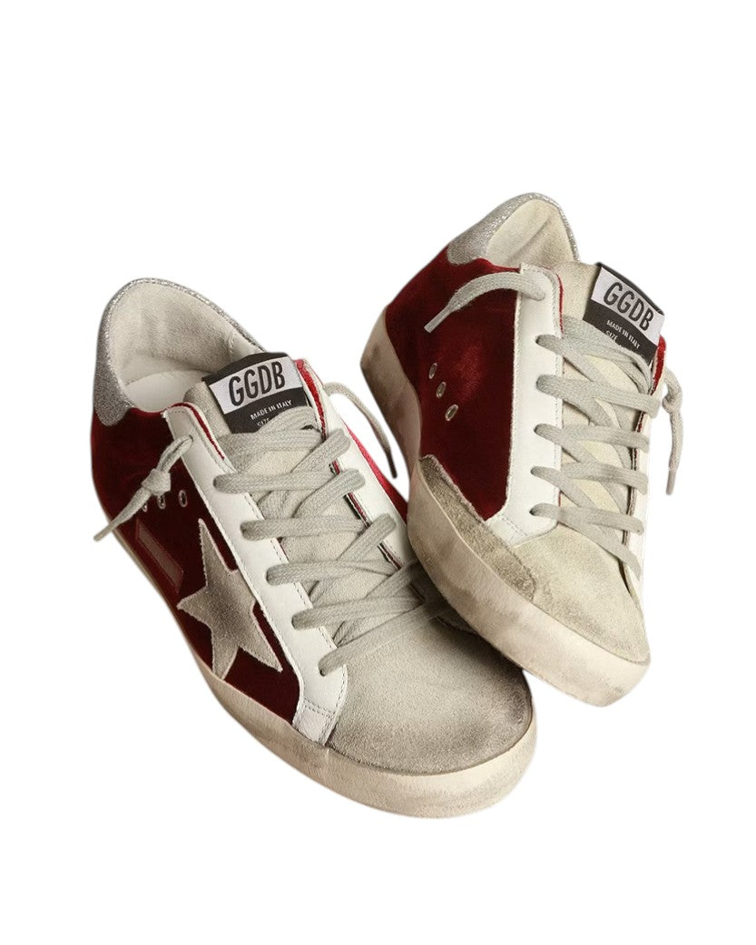 Golden Goose Super-Star in Copper Velvet with Ice Star