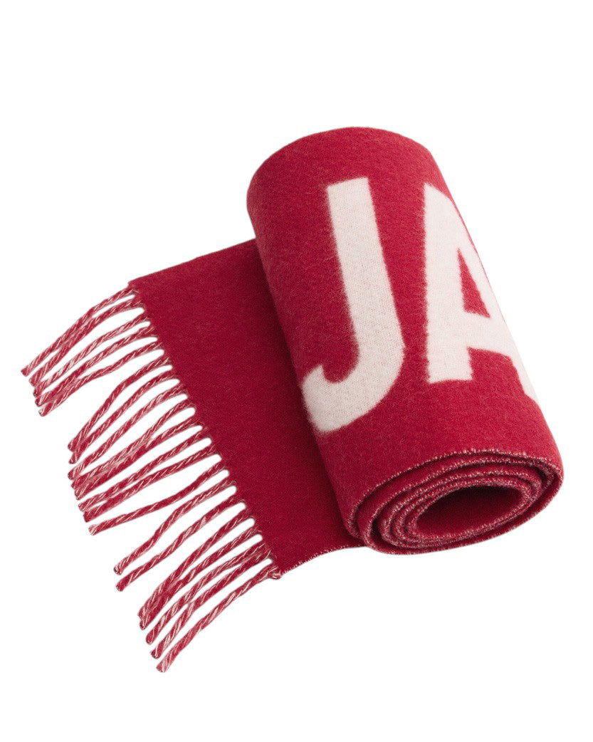 Jacquemus Logo Jacquard Fringed Edge Scarf Red