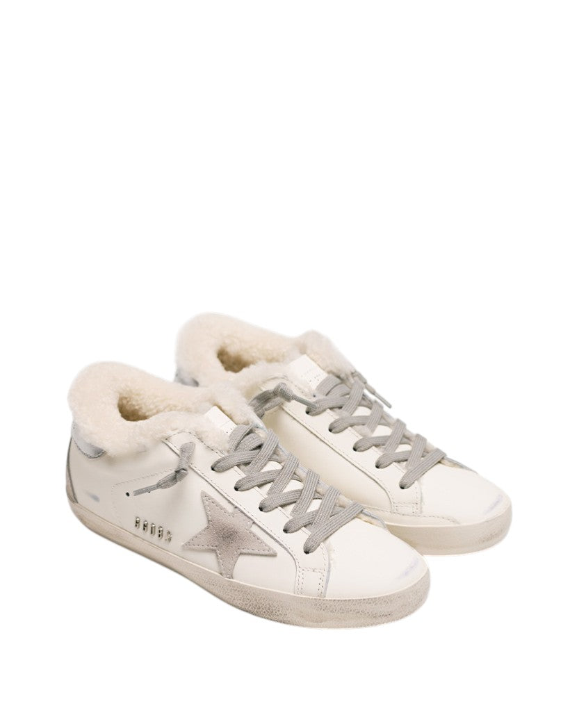 Golden Goose Super-Star in Wool with Silver Heel Tab and Metal Stud Lettering
