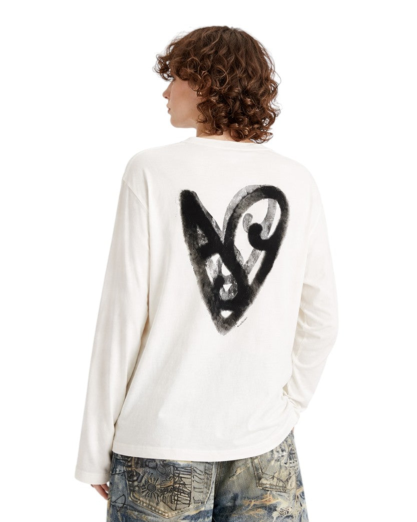 Acne Studios Heart Printed Long Sleeve White