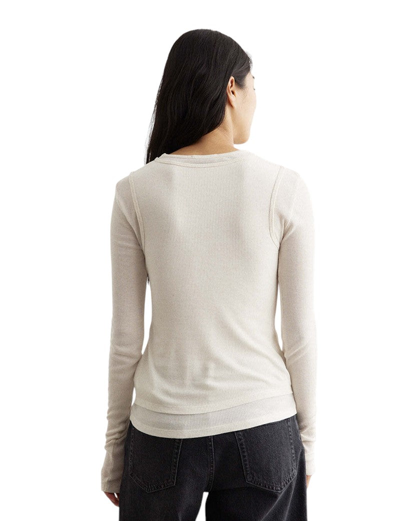 Acne Studios Double-Layered Long Sleeve T-Shirt Ecru
