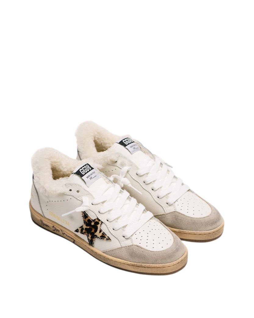 Golden Goose Ball Star in Wool with Leopard Print Pony Skin Star and Black Heel Tab