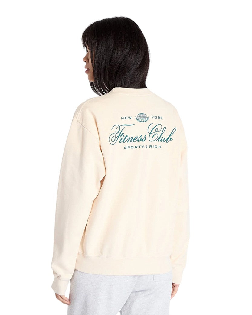 Sporty & Rich Fitness World Printed Cotton-Jersey Sweatshirt Cream