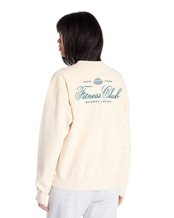 Sporty & Rich Fitness World Printed Cotton-Jersey Sweatshirt Cream
