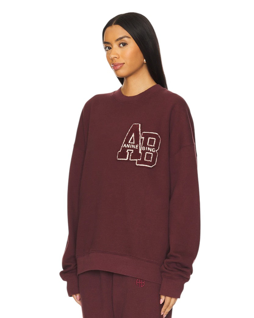 Anine Bing Miles Sweatshirt Letterman Burgundy