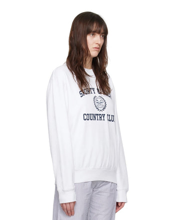 Sporty & Rich Varsity Crest Crewneck White/Navy