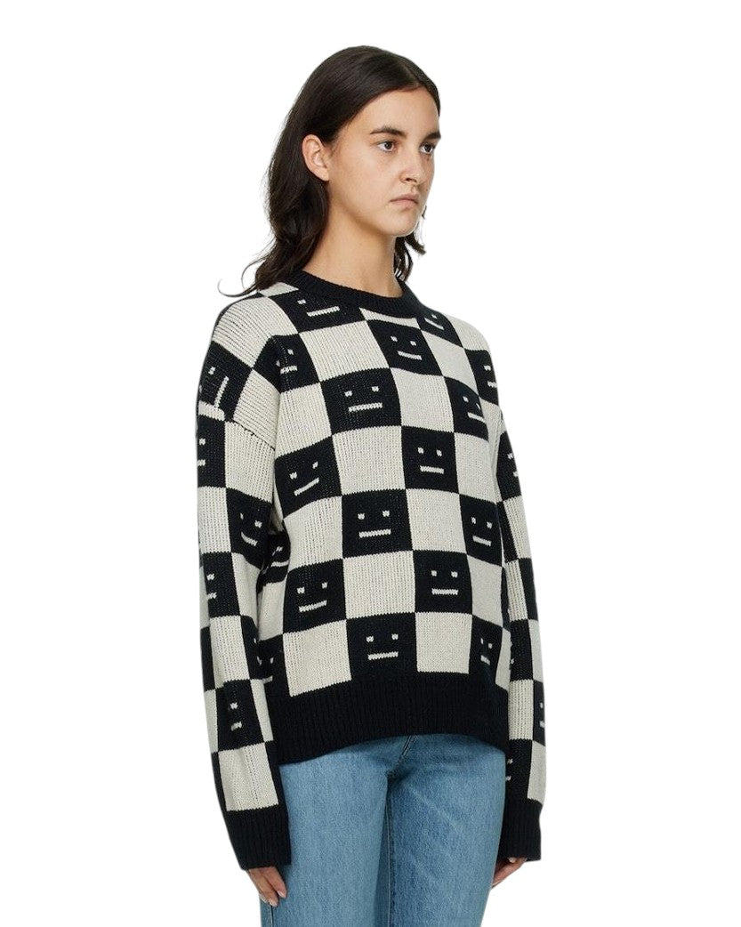 Acne Studios Face Maglia jacquard wool sweater Black/White