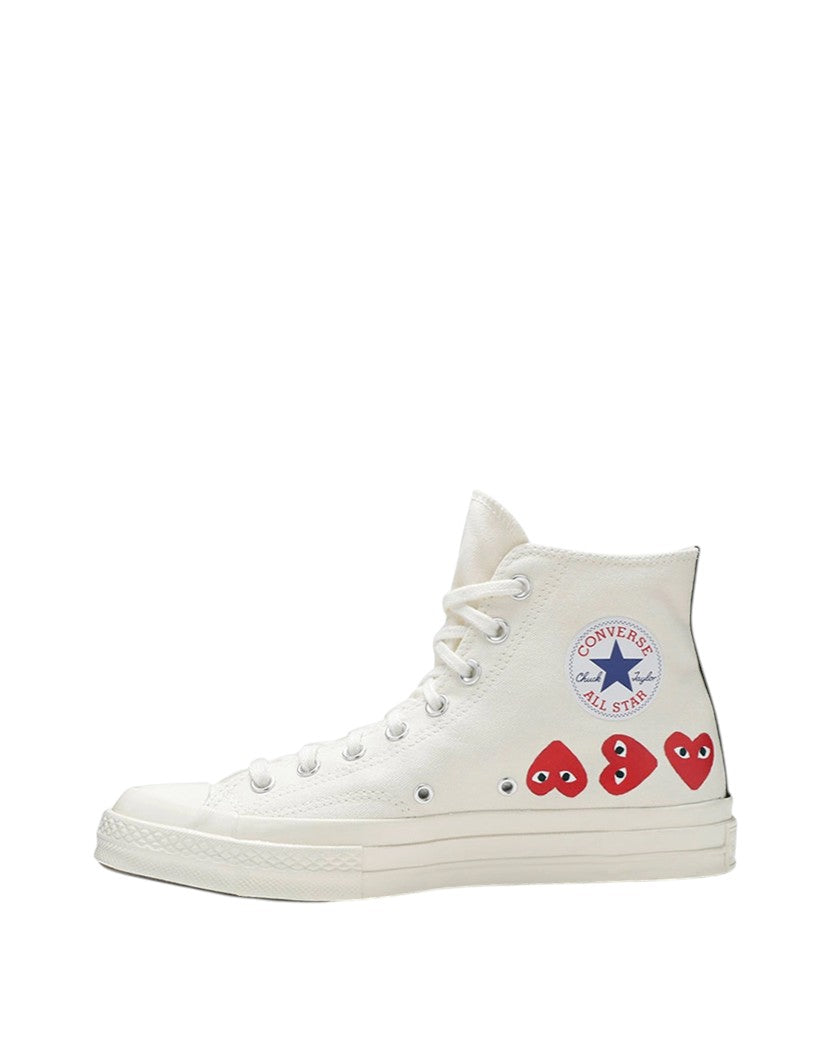 Converse x Comme Des Garcons Play Red Multi Hearts High Top White