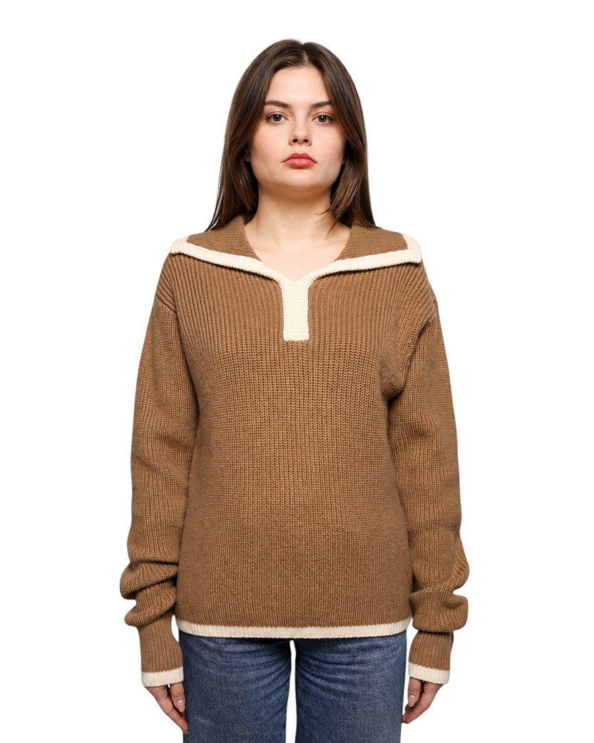 Low Classic Knit Polo Sweater Beige