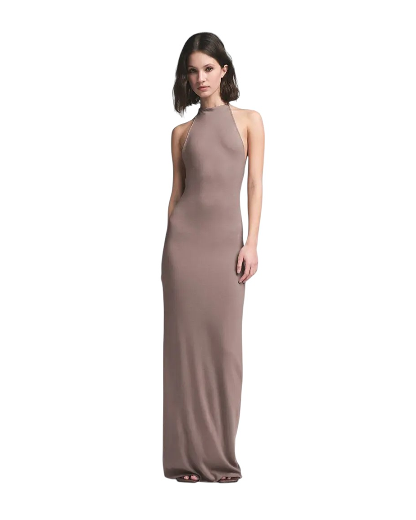 Skims Cloud Halter Long Dress Amethyst