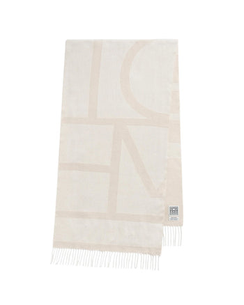 Toteme Monogram Jacquard Wool Scarf Bone