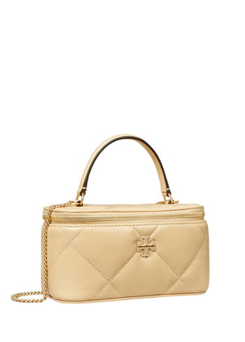 Tory Burch Kira Diamond Quilt Pave Logo Vanity Case Vanilla