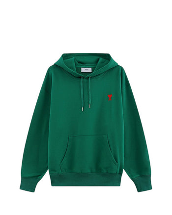 AMI Paris Ami de Coeur Small Heart Logo Hoodie Green