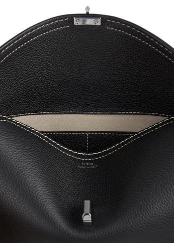 Toteme T-Lock Clutch Grain Leather Black