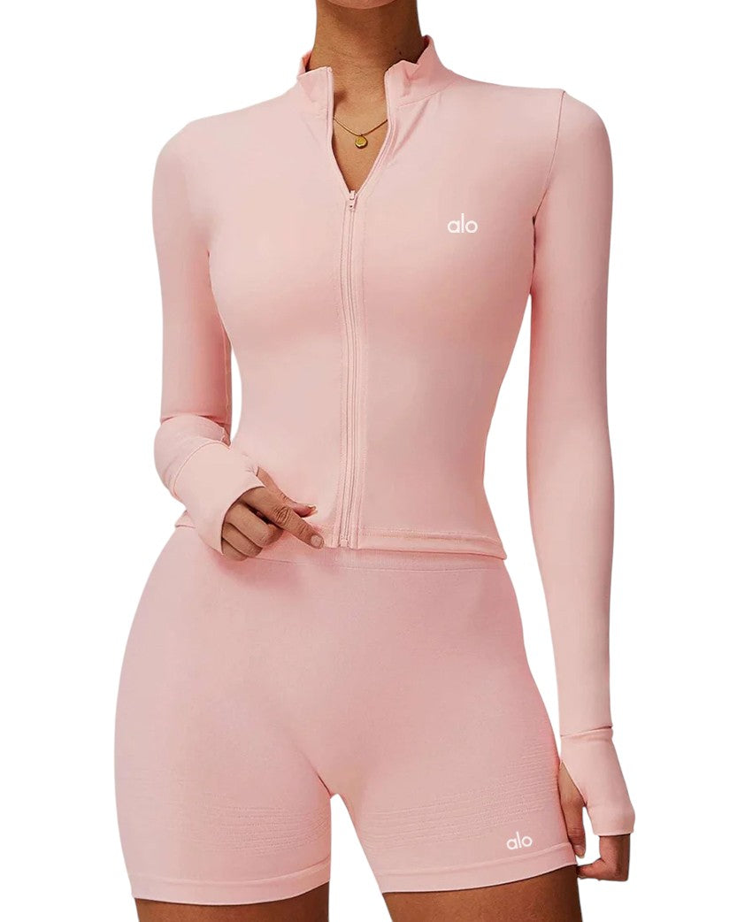 Alo Yoga Zipper Long Sleeve Pink
