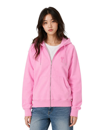 AMI Paris Ami De Coeur Zipped Hoodie Pink