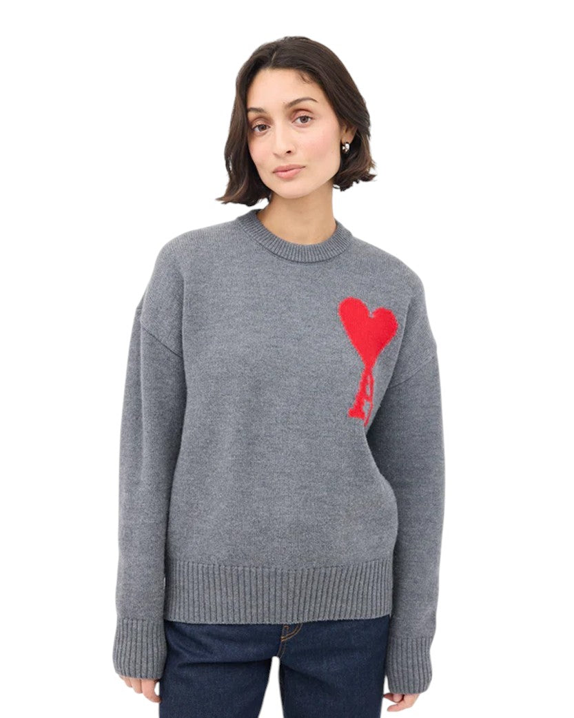 AMI Paris Ami De Coeur Oversize Sweater Grey