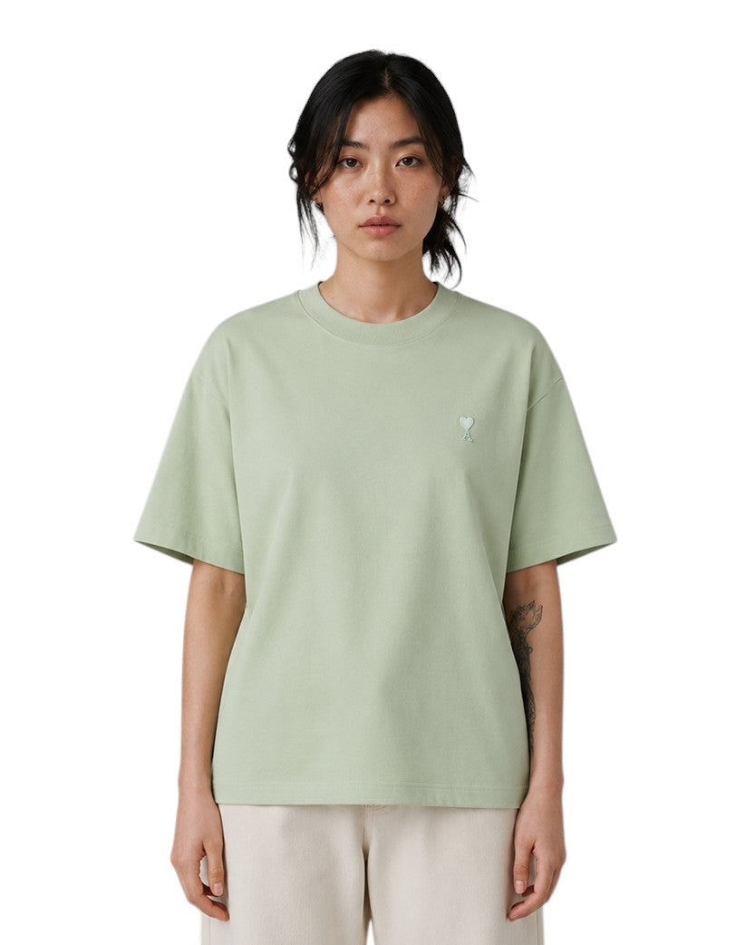 AMI Paris Ami De Coeur Tonal Small Heart T-Shirt Light Green