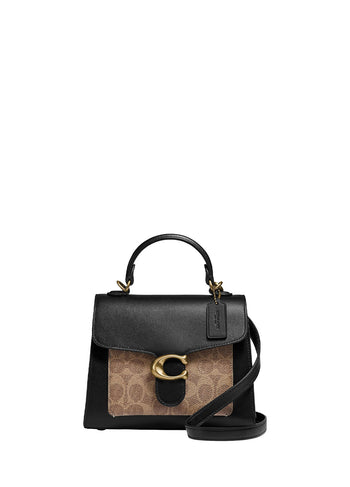 Coach Tabby Top Handle 20 in Signature Canvas Tan Black