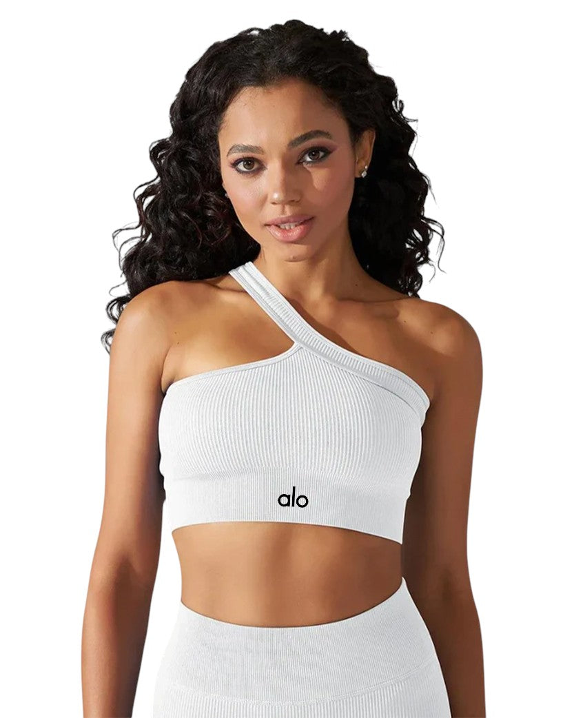 Alo Yoga One Shoulder Bra White