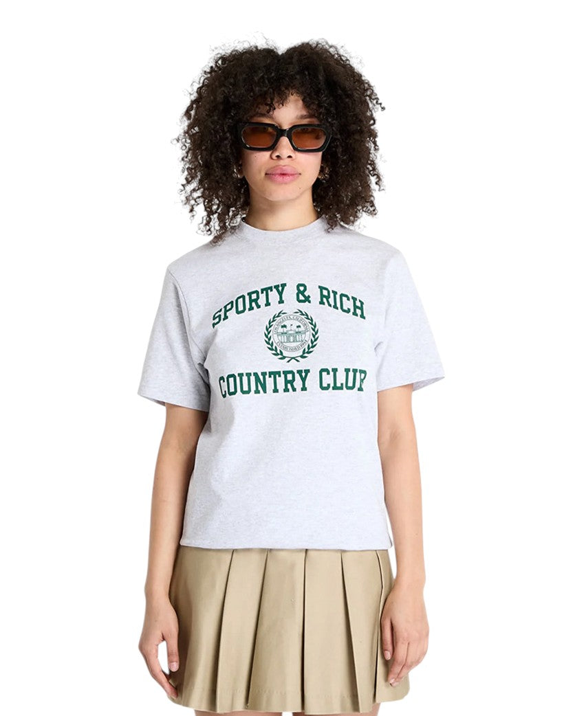 Sporty & Rich Varsity Crest T-Shirt Heather Gray