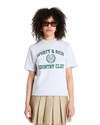 Sporty & Rich Varsity Crest T-Shirt Heather Gray