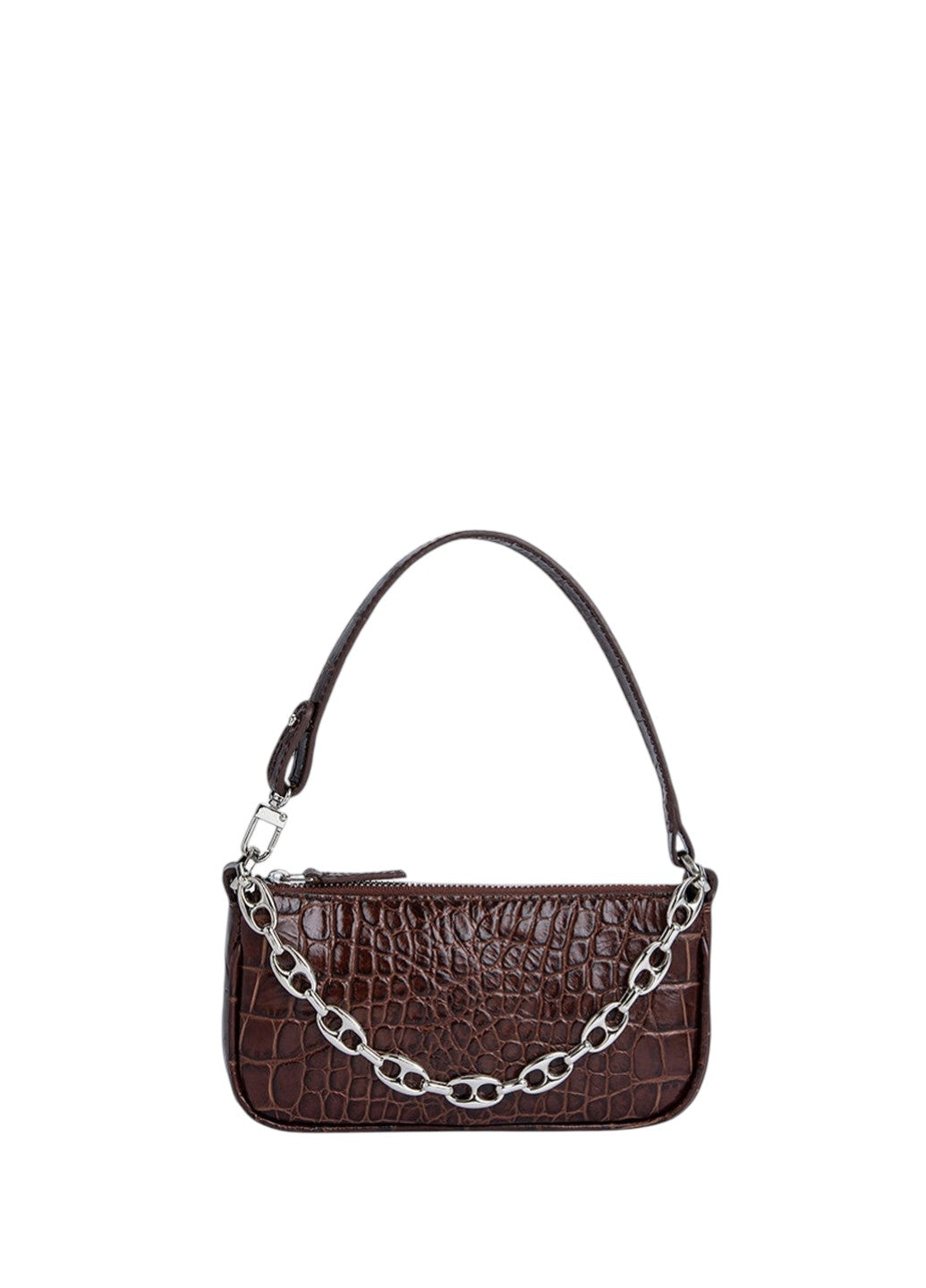 By Far Mini Rachel Croco Embossed Leather Nutella