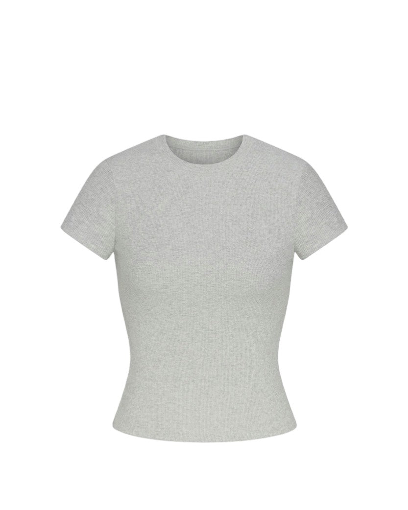 Skims Cotton Rib T-Shirt Light Heather Grey
