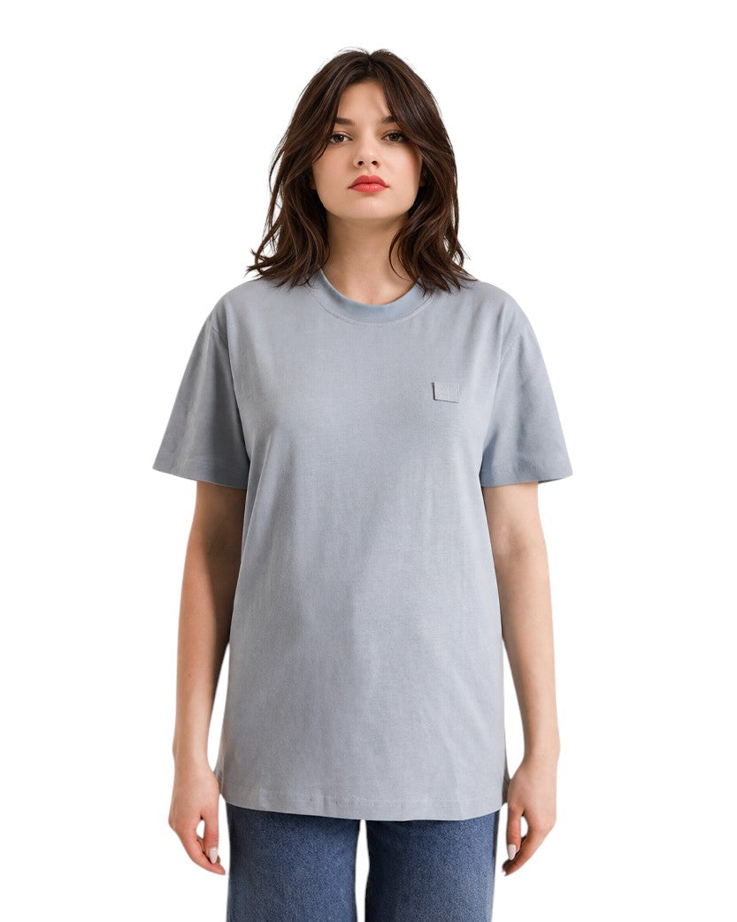 Acne Studios T-Shirt With Ellison Face Patch Light Blue