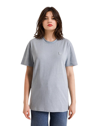 Acne Studios T-Shirt With Ellison Face Patch Light Blue
