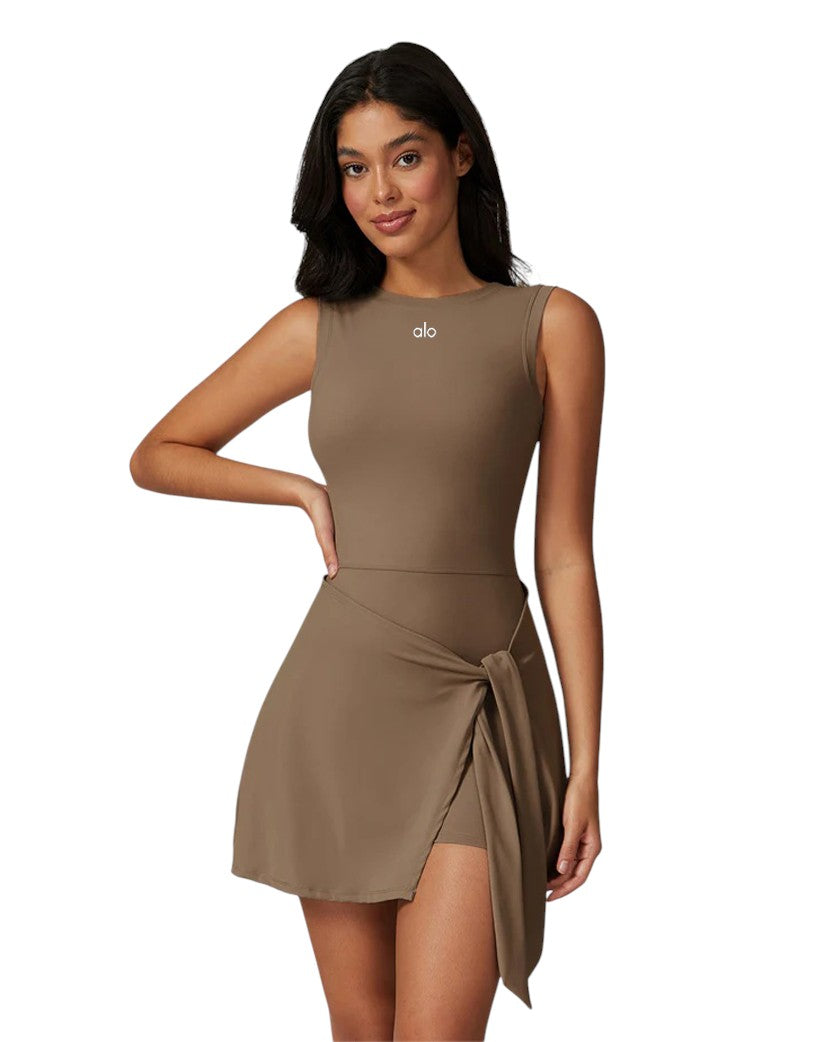 Alo Yoga Tennis Dress Mocha Brown