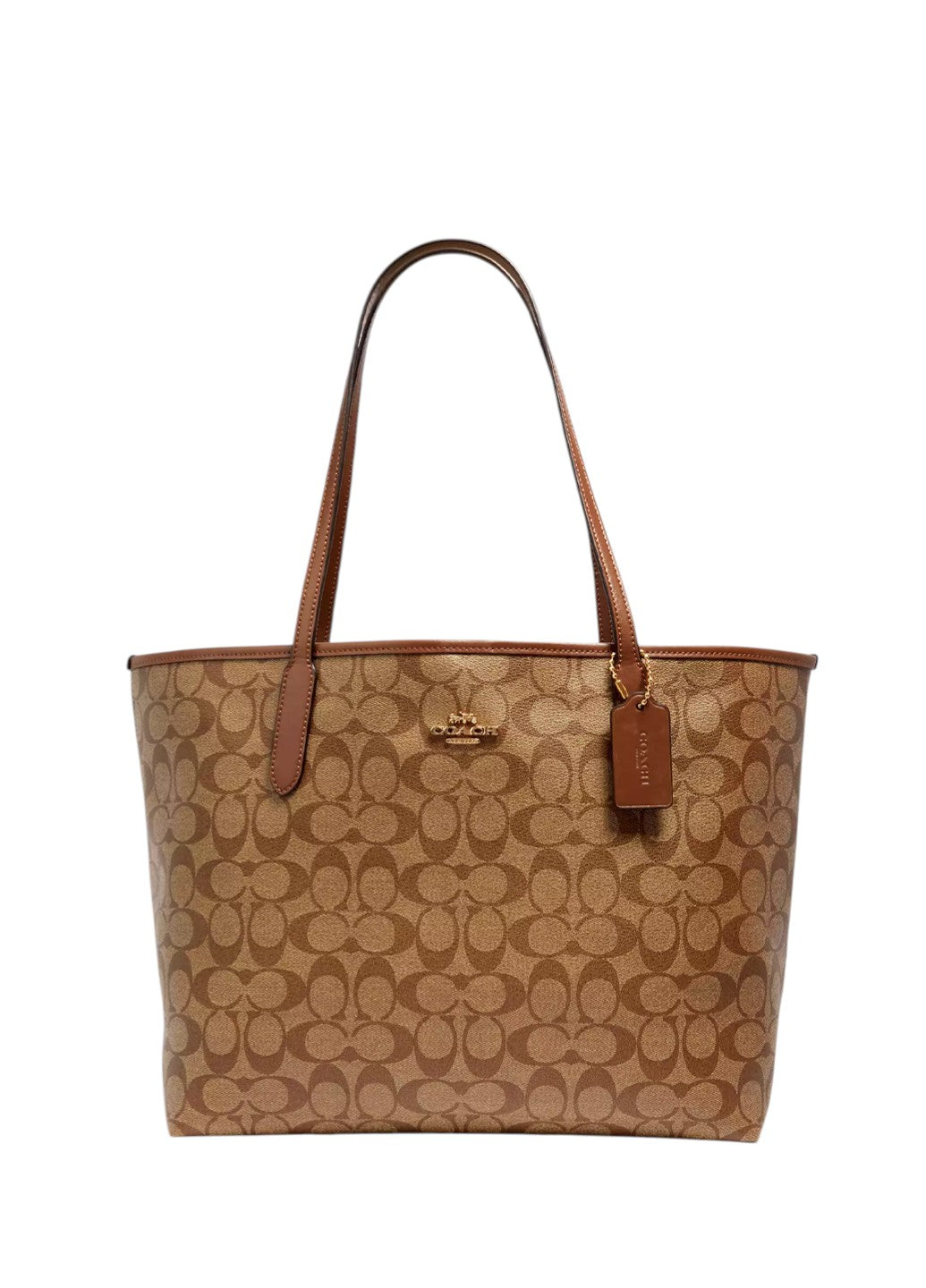 Coach City Tote In Signature Canvas Brown