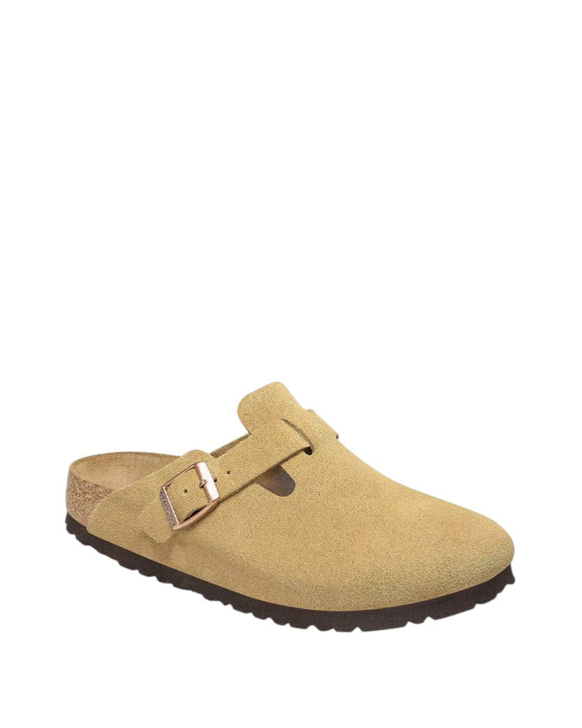 Birkenstock Boston Soft Footbed Suede Leather Latte Cream