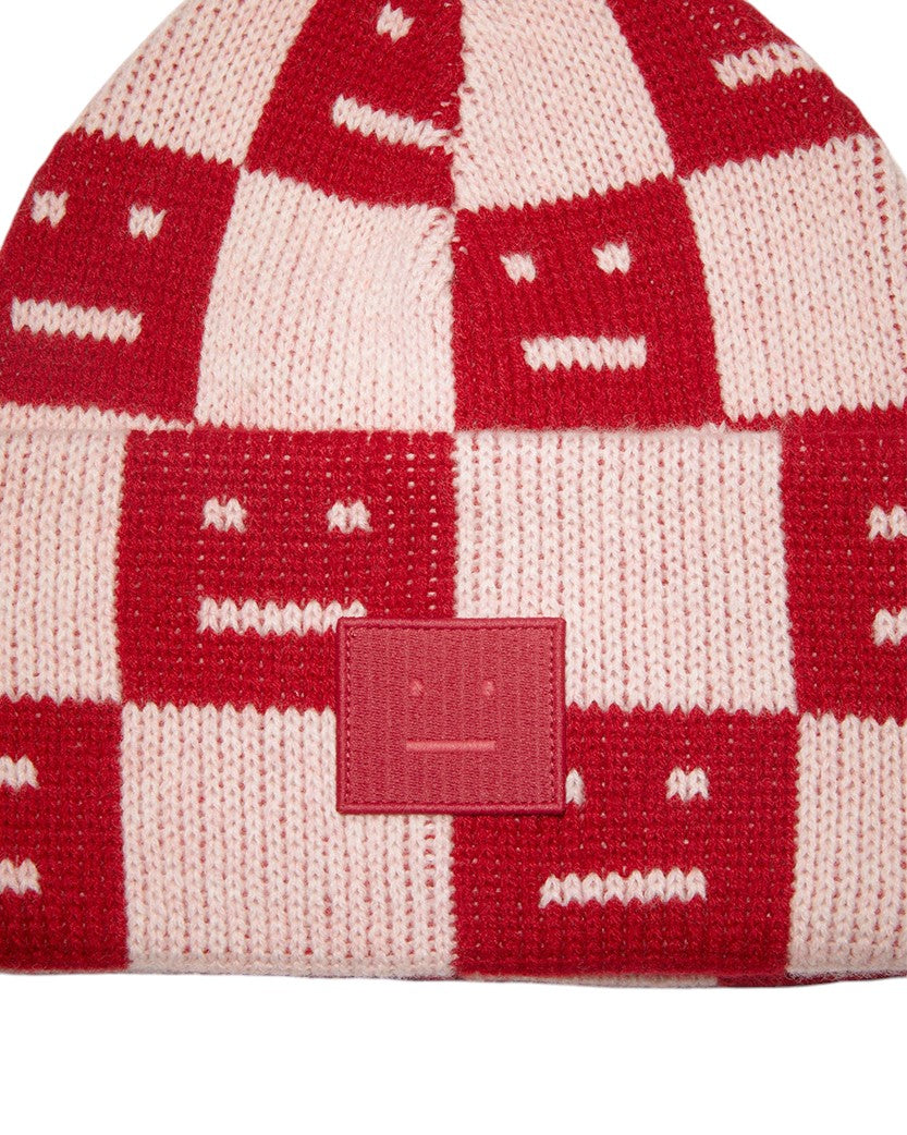 Acne Studios Rib knit beanie hat Deep red/faded pink