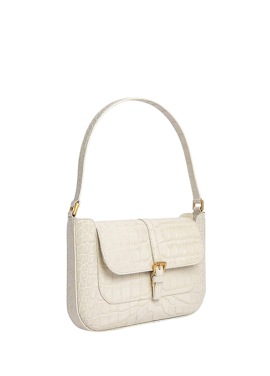 By Far Miranda Croco Embossed Leather Cream