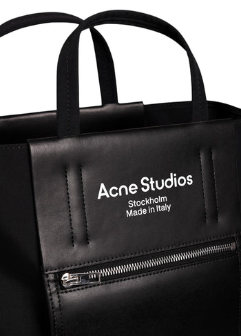 Acne Studios Baker Out medium canvas and printed leather tote Black