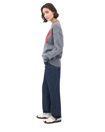 AMI Paris Ami De Coeur Oversize Sweater Grey