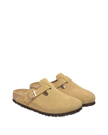 Birkenstock Boston Soft Footbed Suede Leather Latte Cream