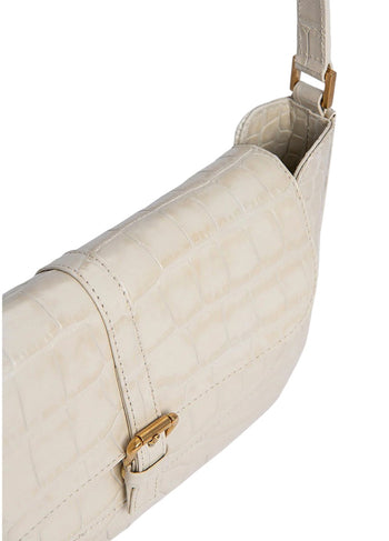 By Far Miranda Croco Embossed Leather Cream