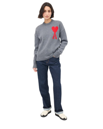 AMI Paris Ami De Coeur Oversize Sweater Grey